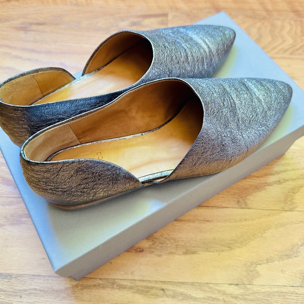 COCLICO Metallic Gray Doron Flat in Gunpowder, Sz 37